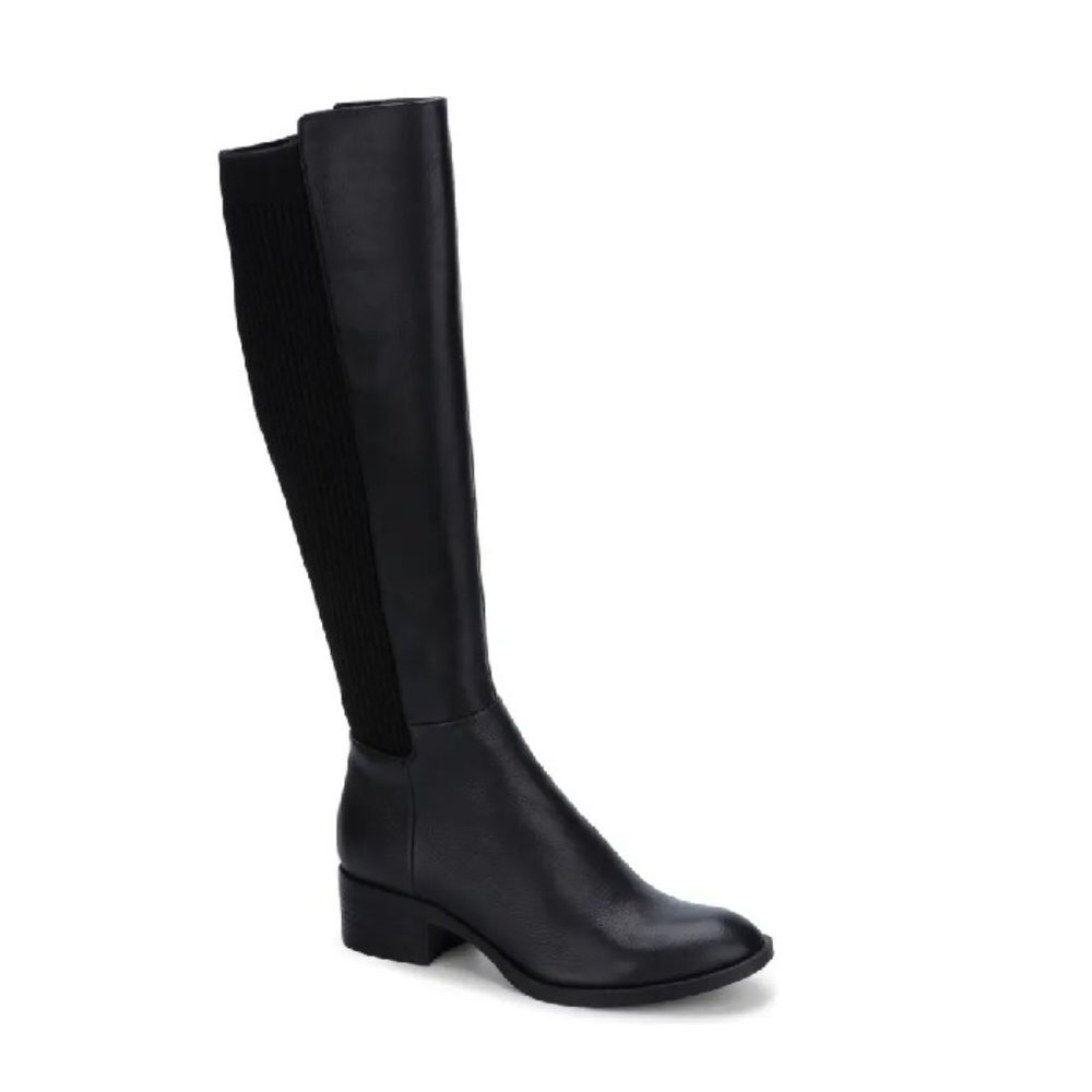 Kenneth Cole Levon Leather & Rib Knit Knee High Boot